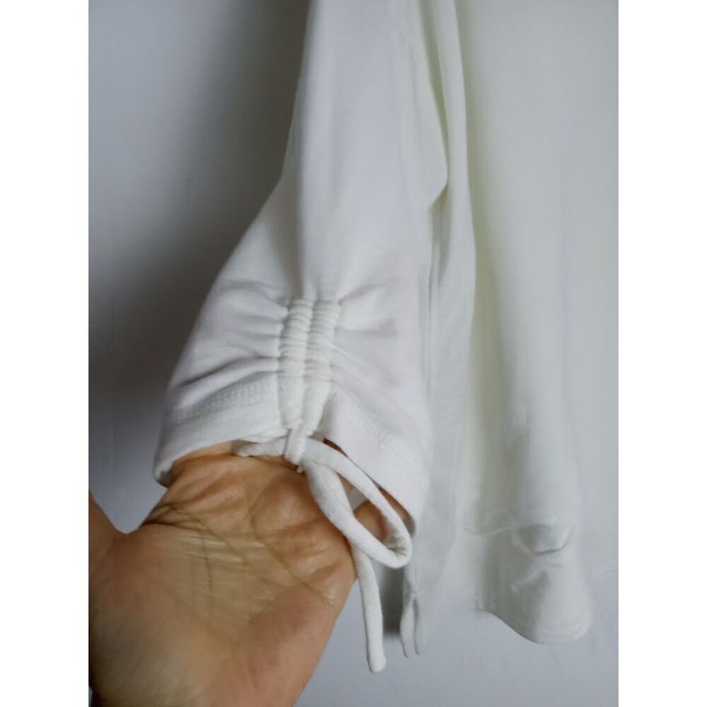 T by Talbots Women White V-Neck Jersey Knit Boxy 3/4 Sleeves Blouse size 2X - Picture 3 of 8